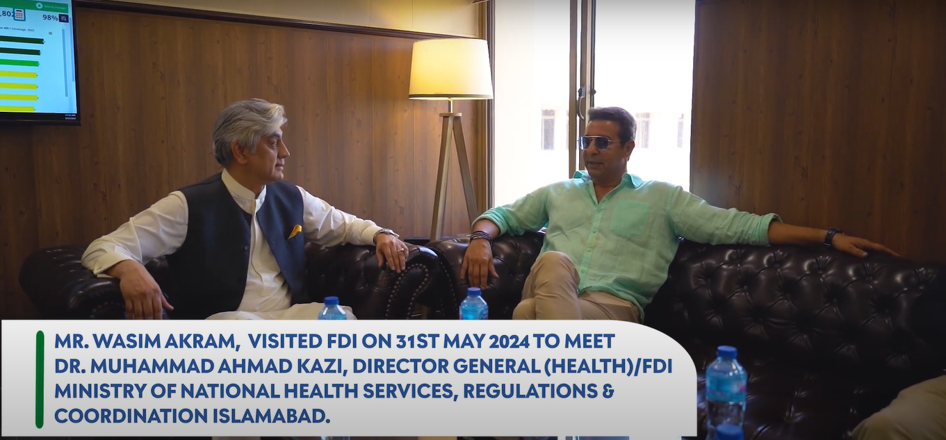 Cricket Legend Mr. Wasim Akram Calls on Dr. Muhammad Ahmad Kazi, DG Health / FDI, MoNHSR&C