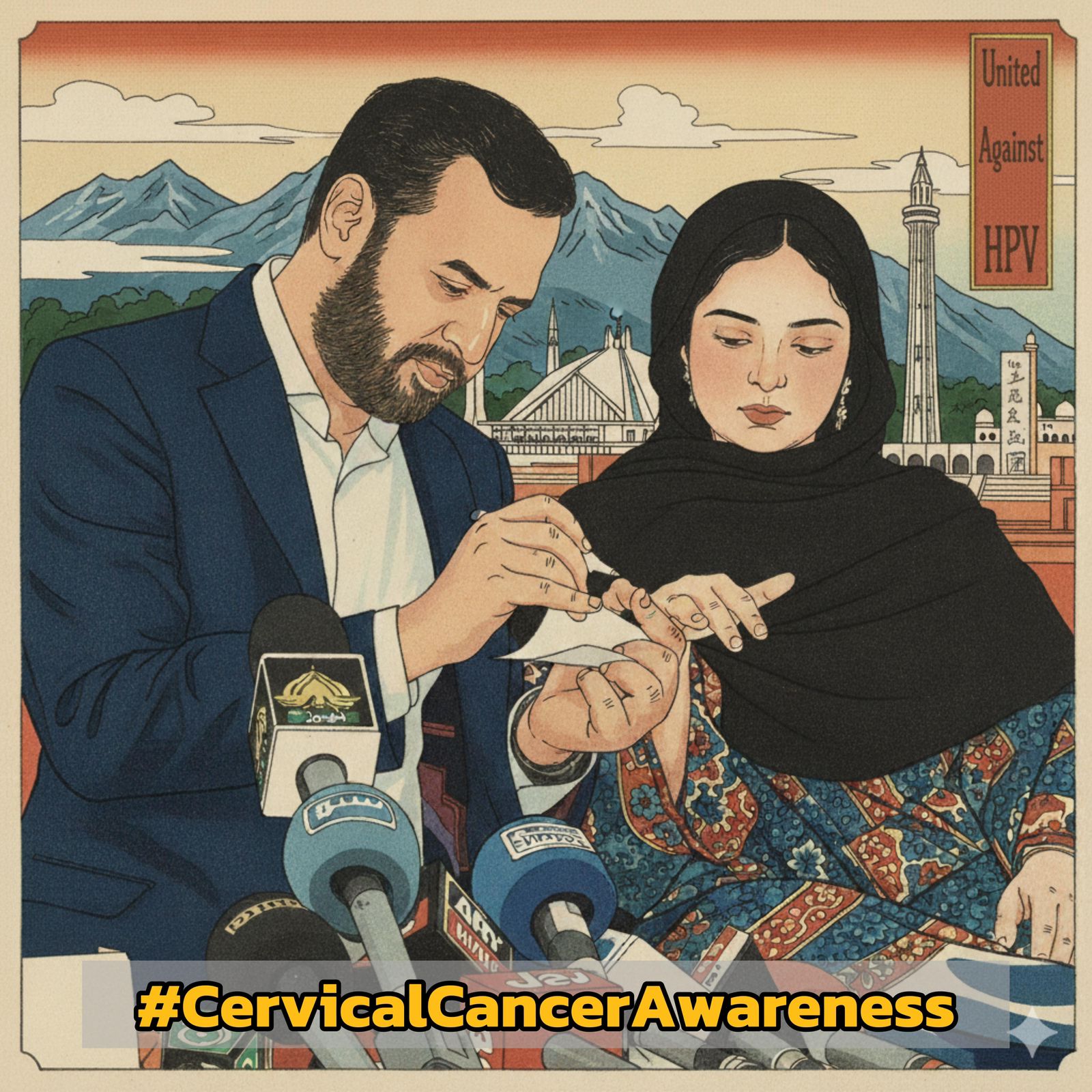 Honorable Federal Health Minister Syed Mustafa Kamal leads by example, vaccinating his daughter against cervical cancer with the HPV vaccine